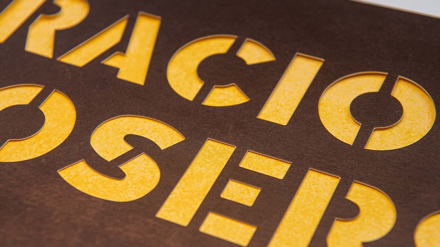Inner sleeve showing through the die cut text on this vinyl sleeve.